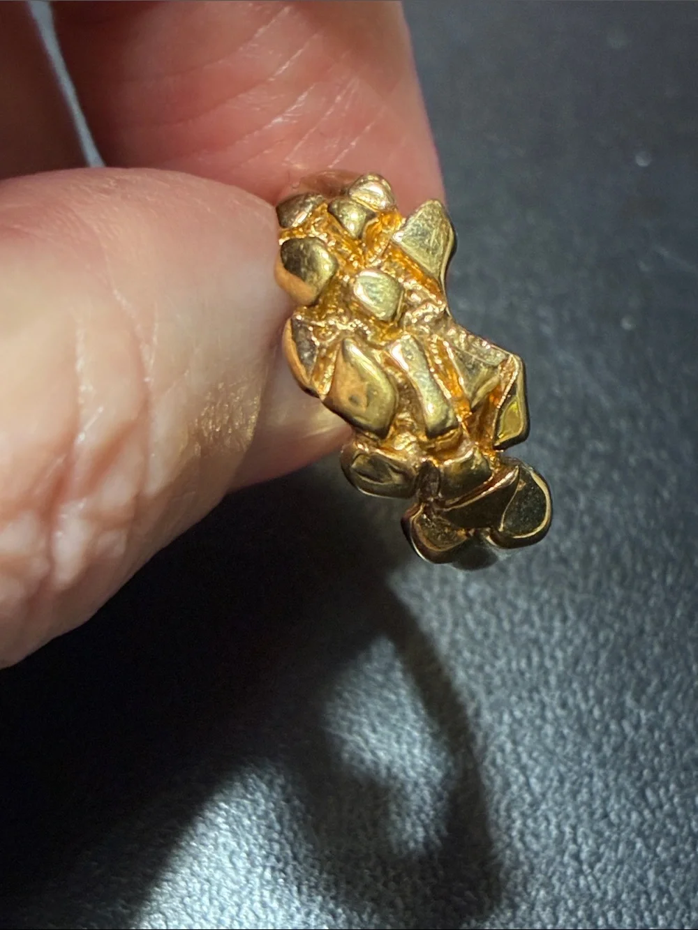 Vintage gold electroplated nugget ring - Elegant Statement Band